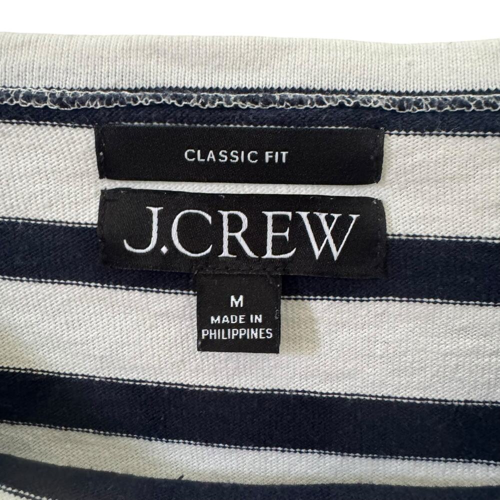 J. Crew Classic Fit 100% Cotton Boatneck Striped T-Shirt White Navy Size Medium - Picture 7 of 10